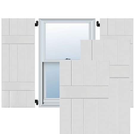 15W X 31H Exterior Four Board (2 Batten) Real Wood Pine Board-n-Batten Shutters, Primed PR